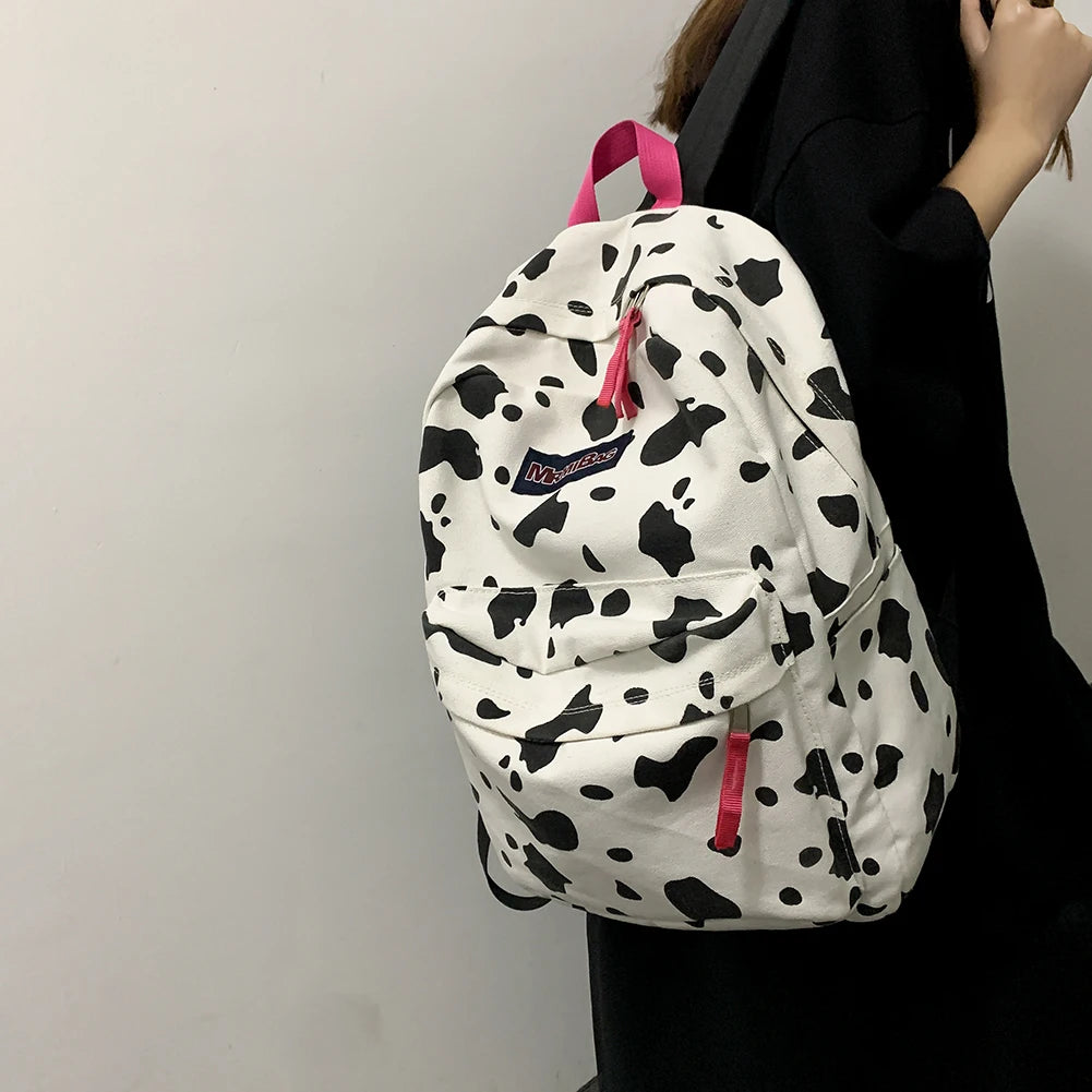 Vintage Women Canvas Printing Rucksack Casual Handbag Ladies Large Knapsack