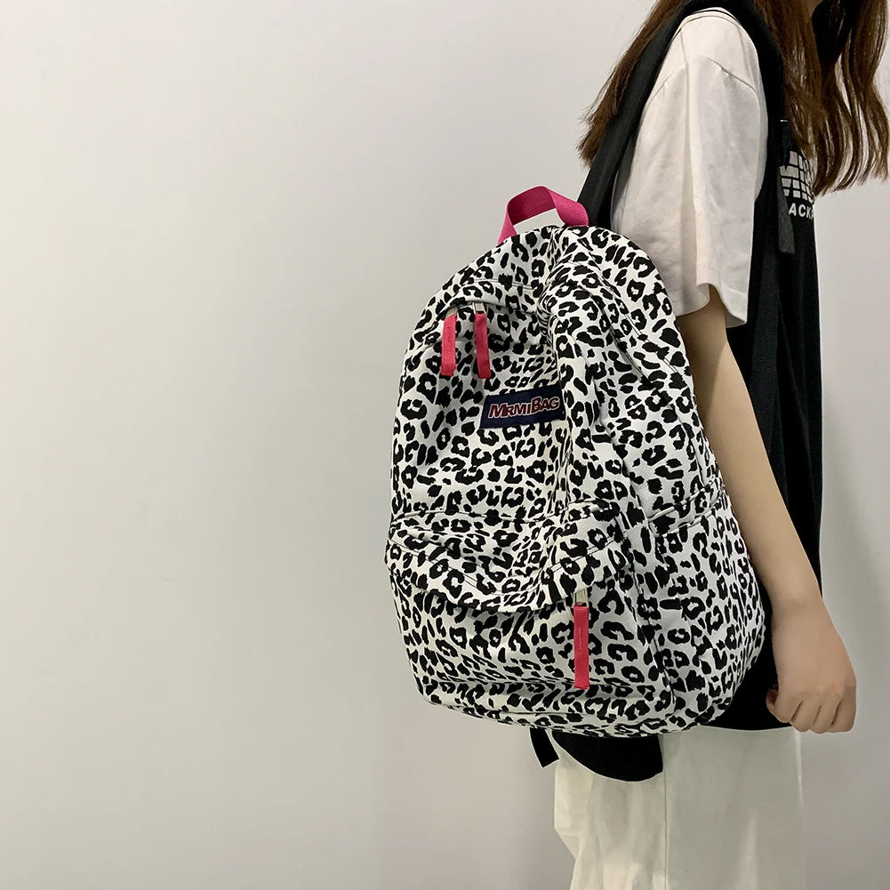 Vintage Women Canvas Printing Rucksacks Handbag Casual Ladies Large Knapsack