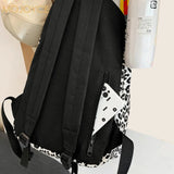 Vintage Canvas Printing Rucksack Handbag Casual Women Large Knapsack