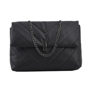 Vintage Women Casual Bag PU Leather Solid Chain Shoulder Messenger