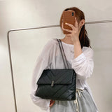 Vintage Women Casual Bag PU Leather Solid Chain Shoulder Messenger