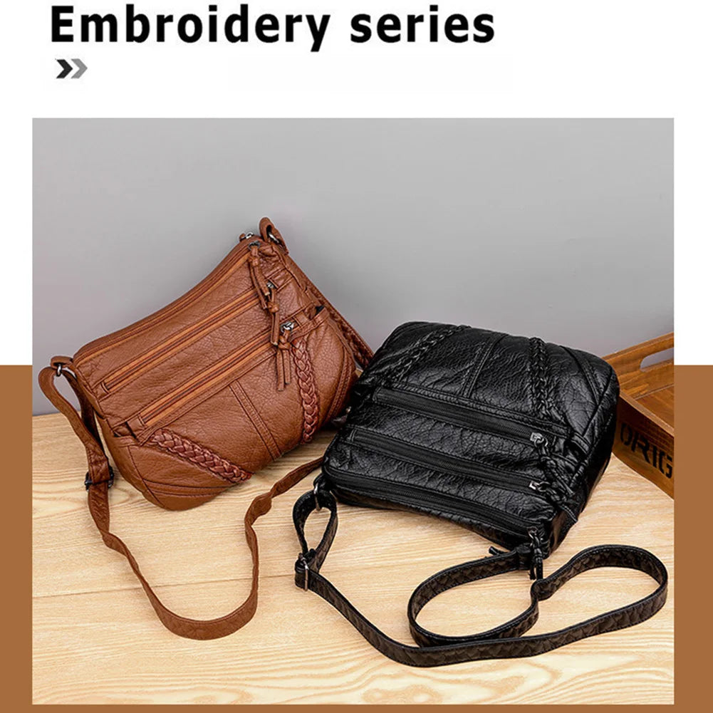 Vintage Women Casual Soft PU Leather Crossbody Bag