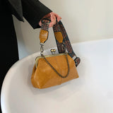Vintage PU Leather Chain Tote Handbag Crossbody Bag