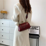 Vintage PU Leather Chain Tote Handbag Crossbody Bag