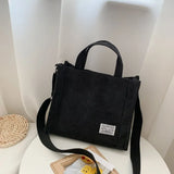 Vintage Corduroy Shoulder Bag Zipper Small Canvas Handbag Tote Crossbody
