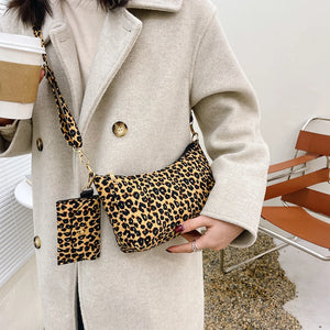 Leopard Print Crossbody Bag - Vintage Women's Shoulder Purse
