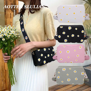 Vintage Embroidery Daisy Crossbody Bag Shoulder Bags For Shopping Travel