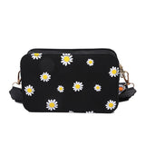 Vintage Embroidery Daisy Crossbody Bag Shoulder Bags For Shopping Travel
