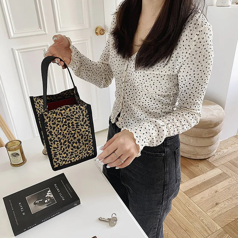 Vintage Floral Shoulder Bag Mini Square Canvas Tote Style Female Crossbody