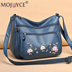 Vintage Flower Embroidery Crossbody Bag Travel Handbag