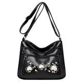 Vintage Flower Embroidery Crossbody Bag Travel Handbag
