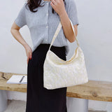 Vintage Women Flower Printing Underarm Bags Canvas Shoulder Shopping Bag