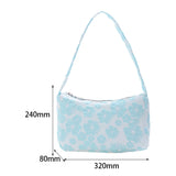 Vintage Women Flower Printing Underarm Bags Canvas Shoulder Shopping Bag