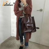 Vintage Women Handbag Large Capacity PU Leather Shoulder Bag