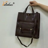 Vintage Women Handbag Large Capacity PU Leather Shoulder Bag