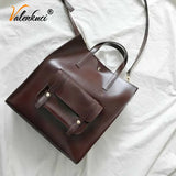 Vintage Women Handbag Large Capacity PU Leather Shoulder Bag