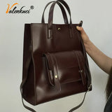 Vintage Women Handbag Large Capacity PU Leather Shoulder Bag