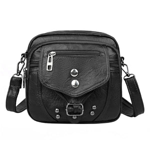 Vintage Women PU Leather Crossbody Bag Solid Phone Pouch
