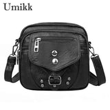 Vintage Women PU Leather Crossbody Bag Solid Phone Pouch