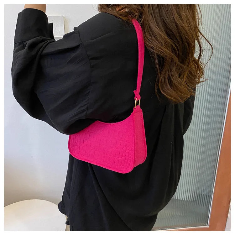 Vintage Green Felt Tote Bag Women Handbag