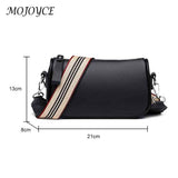 Vintage Women Handbags Wide Strap Ladies Crossbody Bags Solid Texture Soft