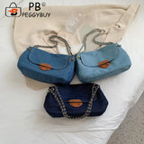 Vintage Denim Chain Crossbody Bag Casual All-match Street Messenger Handbag
