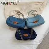 Vintage Denim Chain Shoulder Crossbody Bag Casual Street Travel Handbags