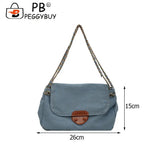 Vintage Denim Chain Crossbody Bag Casual All-match Street Messenger Handbag