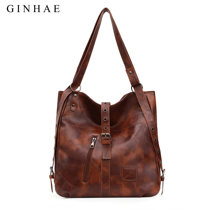 Vintage Women Leather Handbag Crossbody Shoulder Bag Tote Retro Solid Messenger