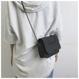 Vintage Leather Messenger Bag Small Flap Solid Shoulder Crossbody