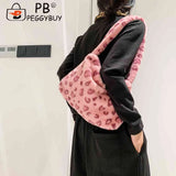 Vintage Women Leopard Plush Print Shoulder Bag