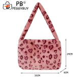 Vintage Women Leopard Plush Print Shoulder Bag