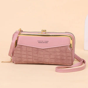 Vintage Crocodile Pattern Long Wallet with Phone Pockets