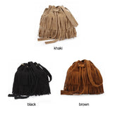 Vintage Women Messenger Bag with Tassels Faux Suede Handbag