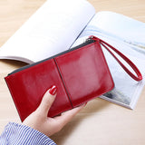 Vintage Oil Wax Leather Clutch Wallet Coin Purse