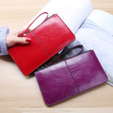 Vintage Oil Wax Leather Clutch Wallet Coin Purse