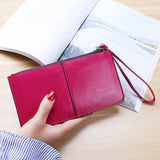 Vintage Oil Wax Leather Clutch Wallet Coin Purse