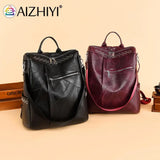 Vintage Women PU Leather Backpack Knapsacks Large Capacity Handbag