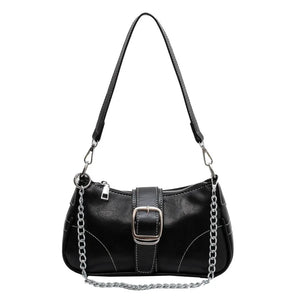Vintage Women PU Leather Chain Bag Small Square Bag Commuter Shoulder Bag