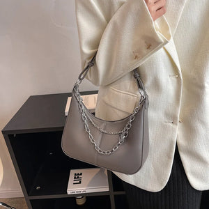 Vintage PU Leather Crossbody Armpit Bags Chain Saddle Lady Shoulder Bags