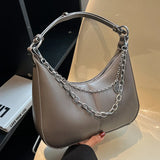 Vintage PU Leather Crossbody Armpit Bags Chain Saddle Lady Shoulder Bags