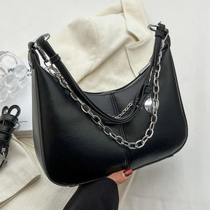 Vintage PU Leather Crossbody Armpit Bags Chain Saddle Lady Shoulder Bags