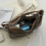 Vintage PU Leather Crossbody Armpit Bags Chain Saddle Lady Shoulder Bags