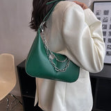 Vintage PU Leather Crossbody Armpit Bags Chain Saddle Lady Shoulder Bags