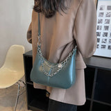 Vintage PU Leather Crossbody Armpit Bags Chain Saddle Lady Shoulder Bags