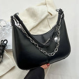 Vintage PU Leather Crossbody Armpit Bags Chain Saddle Lady Shoulder Bags