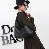 Vintage Women PU Leather Handbag Casual Rinestone Large Shoulder Bag