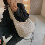 Vintage Quilted Shoulder Bag Winter Handbag Female Nylon Crossbody