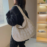 Vintage Quilted Shoulder Bag Winter Handbag Female Nylon Crossbody