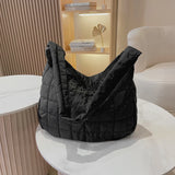 Vintage Quilted Shoulder Bag Winter Handbag Female Nylon Crossbody